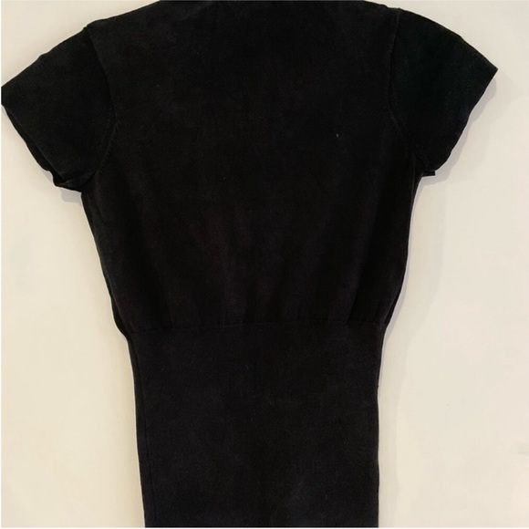 RARE Betsey Johnson Mock Neck Short Sleeve Top w/Sequin Flowers Size Medium - Picture 5 of 5